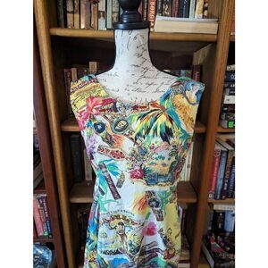 jams world aloha tiki dress sz 9 vintage euc tank style